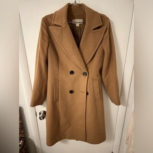 Women's Double-Breasted Tan Wool Coat
